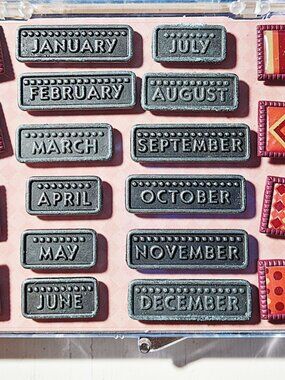 Portafolia Gifted Memories Metal Calendar Embellishments & Brads, Scrapbooking